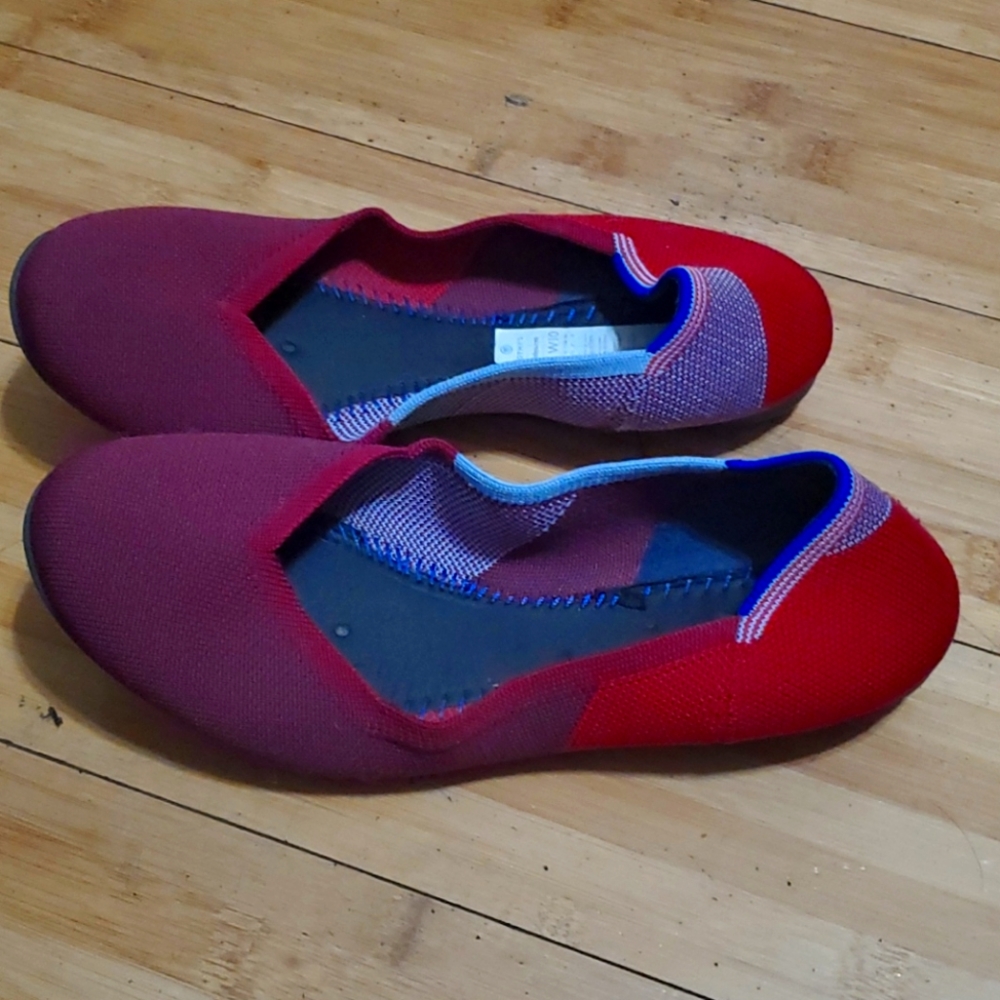 Rothy's red and blue flats
